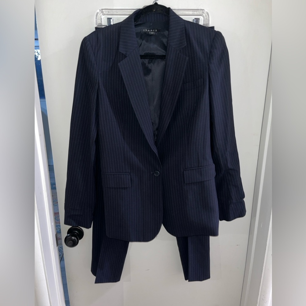 Theory Women's Dark Pinstripe Blazer and Pant Suit
